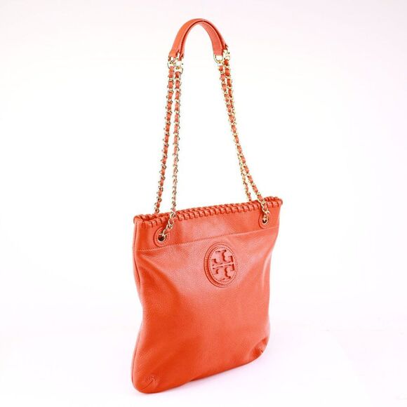 NWT Tory Burch MARION Leather Book Bag with Chain Orange $495+ - Picture 5 of 10